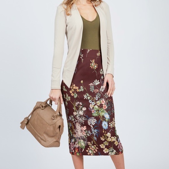 Catherine Malandrino Dresses & Skirts - CATHERINE MALANDRINO•brown floral pencil skirt 4 NWT